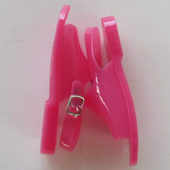 Old Navy Kids Girls Bright Pink Jelly Wide-Strap Summer Fun Sandals Size 13 - Picture 5 of 8